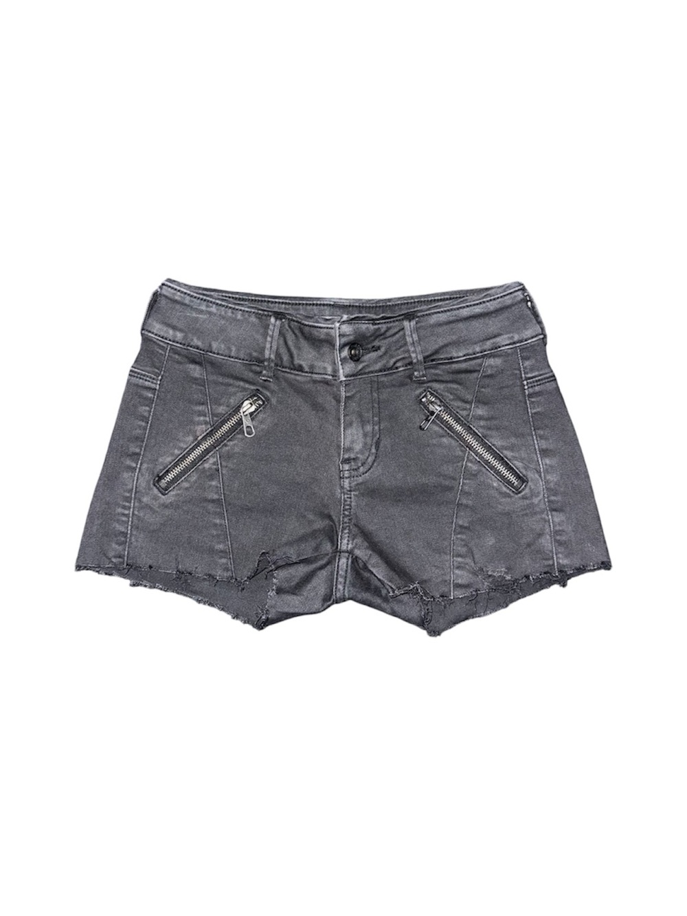 Vintage y2k GUESS Low Rise Micro Mini Black Denim Shorts Sz 25 Punk Grunge Goth
